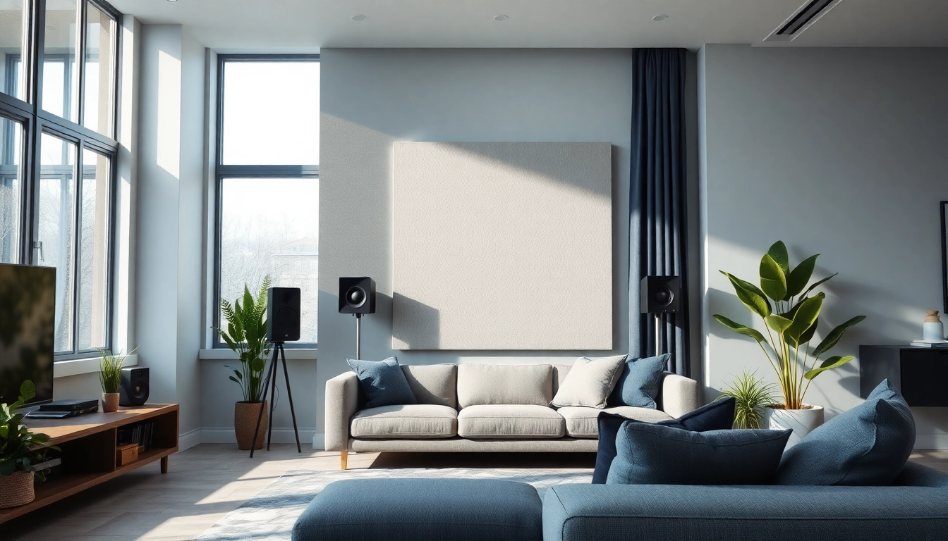 Soundproofing installation showcased in a modern home, highlighting acoustic panel effectiveness.