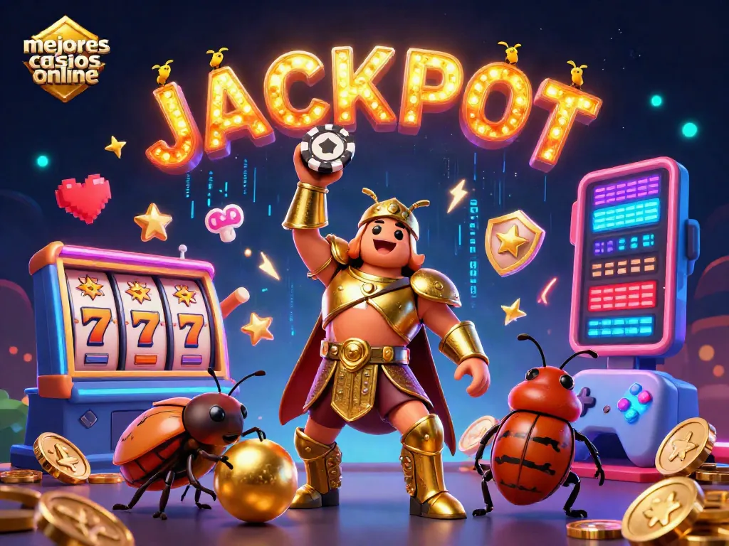 Gana en los mejores casinos online mientras disfrutas de la emoción de jackpot en una vibrante ilustración.