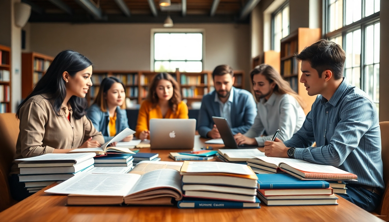 Group of toefl test takers for hire engaging in collaborative study session.