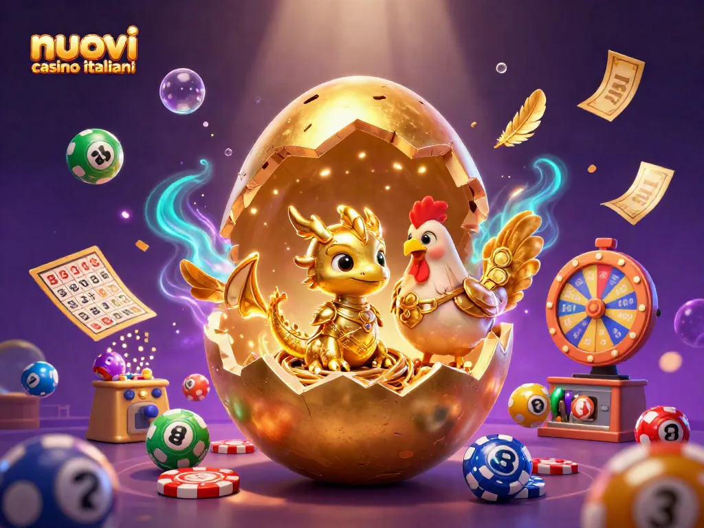 Gioca nei nuovi casino italiani con la promozione di un drago d'oro su una pila di fiches da poker.