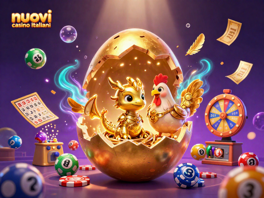Gioca nei nuovi casino italiani con la promozione di un drago d'oro su una pila di fiches da poker.