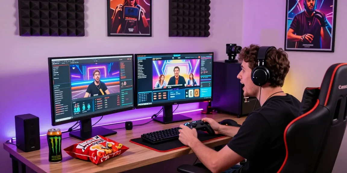 How to increase viewer interaction on Twitch with an engaging streamer setup showing colorful lighting and interactive elements.