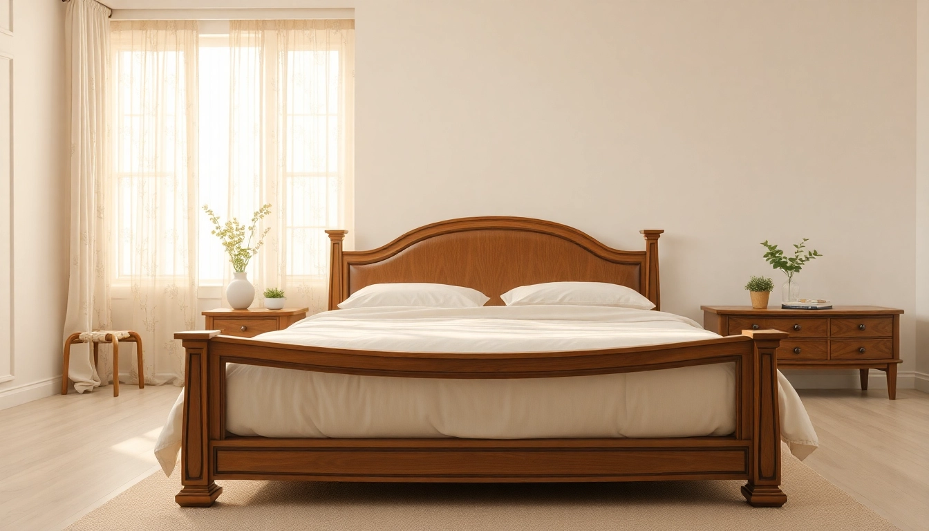 Stylish bed frame queen showcases elegant design and cozy atmosphere in a serene bedroom.
