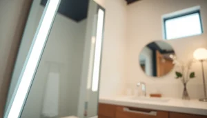 Transform your space with a stylish mirror and LED lights for a bright, modern look.