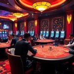 Players enjoying high-stakes poker in a luxurious say88 casino setting.