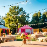 Outdoor Party Rentals beautifully set up with colorful decorations and a festive atmosphere.