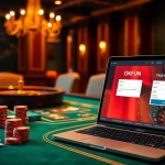 Login interface for Đăng Nhập OKFUN showcasing thrilling casino elements and a vibrant atmosphere.