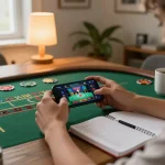 Engaging in mobile gaming tại 79king with a smartphone, showcasing responsible gambling strategies.