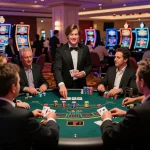 Experience the excitement with bonus new member offers at the blackjack table, showcasing lively gameplay and strategic moments.