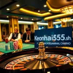 Experience high-stakes action with Keonhacai55.sh at an upscale casino table.