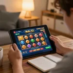 Engaging gameplay at Nohu 52 online casino on tablet with strategy notes surrounding.