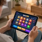 Engaging with loto188 on a tablet in a cozy living room setting while enjoying online betting.