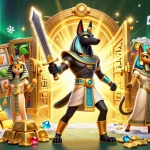Play and win at 789win with Anubis and Bastet among treasures in this vibrant casino scene.