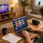 Player engaging on SC88 online casino interface, illustrating responsible gaming atmosphere at home