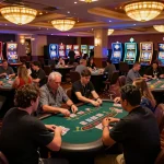 Players enjoying a thrilling game at the b52 club's vibrant casino tables.