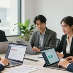 专业团队在现代办公室环境中协作WPS下载功能