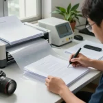 gỡ ép plastic hà nội restoration process, technician carefully removing laminate from documents without damage