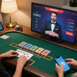 Engaging cm88 live dealer blackjack gameplay on a stylish home setup track strategic bets.