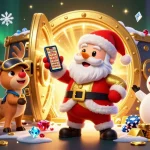 Experience kèo bóng đá nhà cái with festive characters and rich casino elements in this vibrant illustration.
