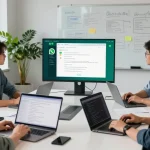 在现代办公室环境中使用WhatsApp Web进行团队协作。