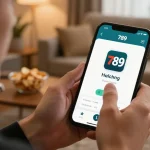 Engaging in mobile poker game featuring 789 logo, showcasing gameplay and strategic interaction.