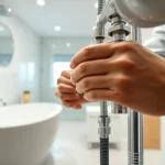 Effiziente Installation von sonni sanitär durch Fachmann in modernem Badezimmer.