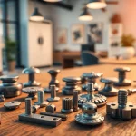 Showcase of furniture hardware manufacturers with modern designs and textures in a stylish workspace.