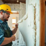 Efficient spray foam removal per m2 by a professional worker in a home setting.