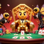 Experience the thrill of nbet poker with cartoon characters in a vibrant casino scene.