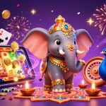 Engage with link lode88 for vibrant casino action featuring a Diwali-themed elephant and immersive slot games.