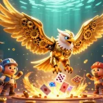 Engage in thrilling gameplay with o8 com's vibrant casino scene featuring a cybernetic golden eagle.