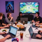 Dynamic gaming discussion scene at Rokok88, showcasing community engagement and vibrant atmosphere.