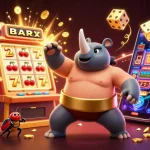 Experience winning at jun88 with a dynamic sumo champion beetle illustration amidst a vibrant casino scene.