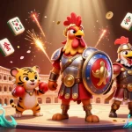 Experience thrilling games with KK55 in this vibrant 3D illustration showcasing gaming elements and characters.
